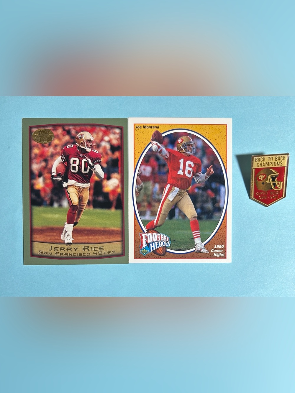 San Fran 49ers-Super Bowl XXIII &XXIV Back to Back Champs Pin+Joe Montana &Rice